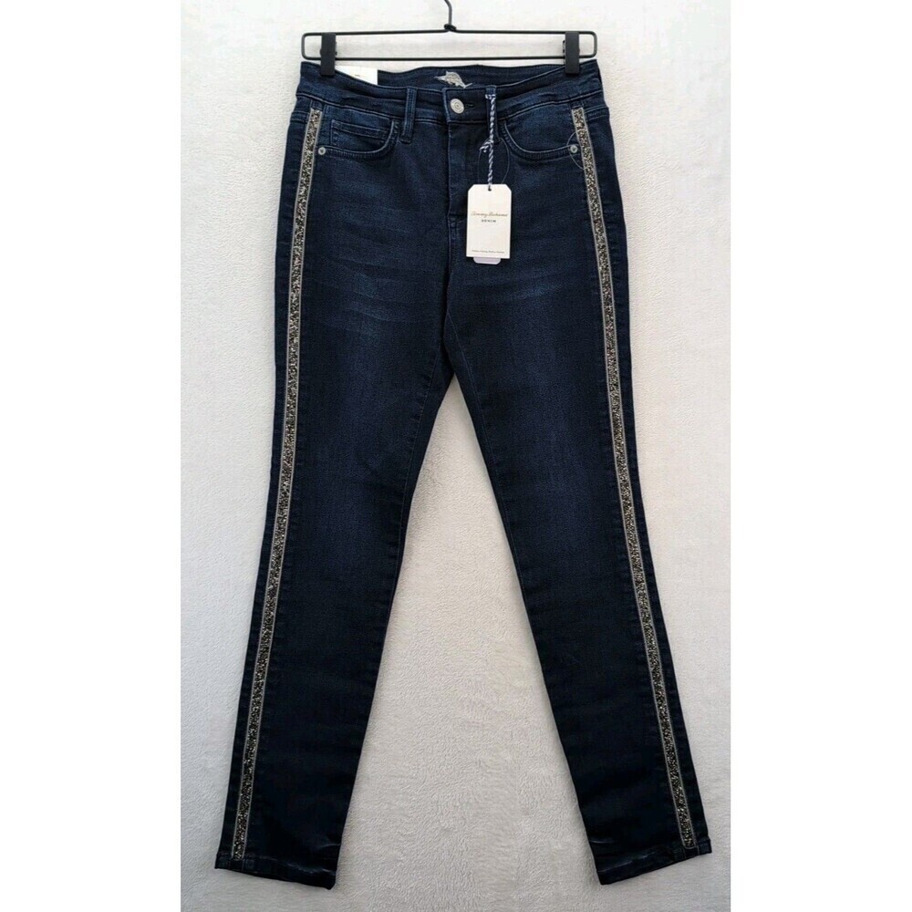 Tommy Bahama High Rise Ankle Tema Indigo Sparkle Denim Seacoast Wash Size 4 NWT